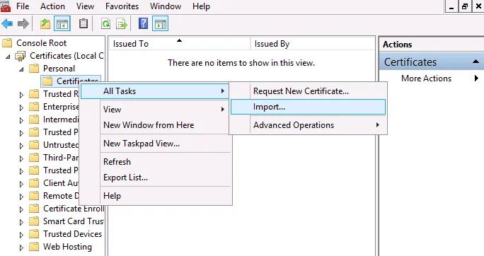 All Tasks Import Server