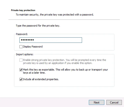 Password Promt Exportable Key