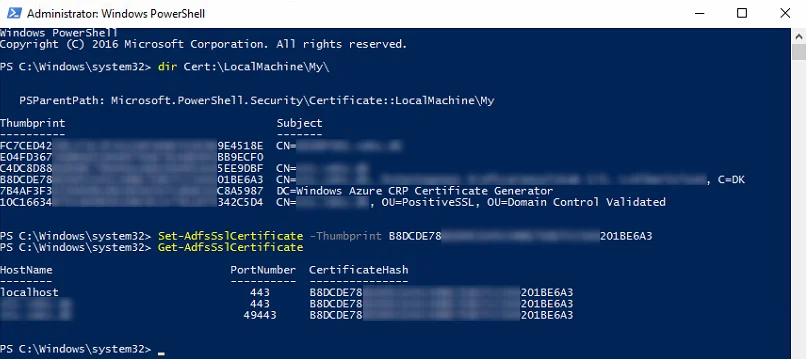 Set Adfs Certificate