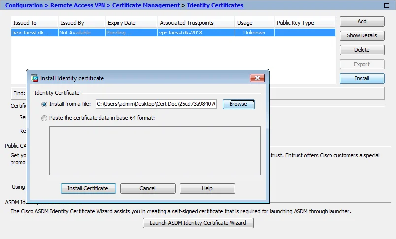 Install Certificate
