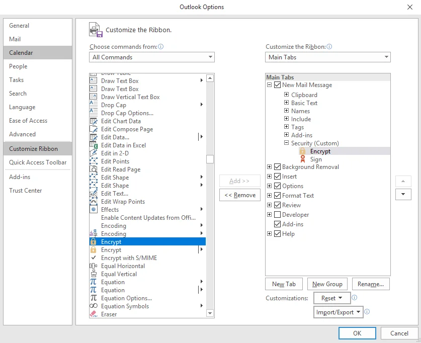 Customize Ribbon