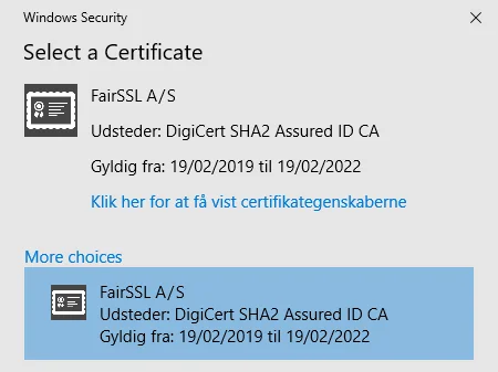 Choose Certificate