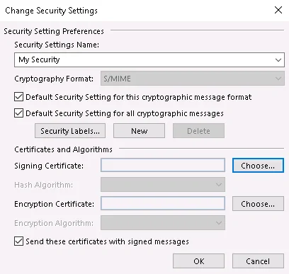 Choose Signing Certificate