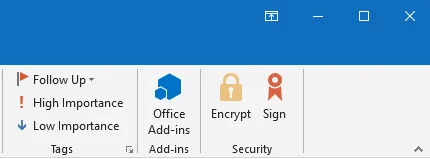 Outlook Ribbon med Sign og Encrypt