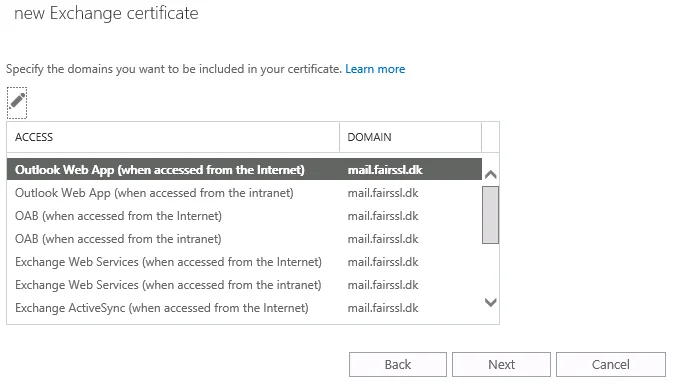 Internal Server Addresses