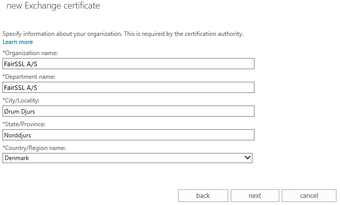 Organisation Information