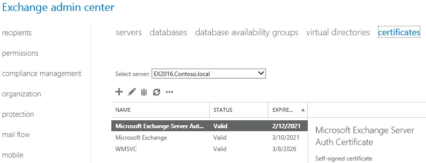 Certificates Tab