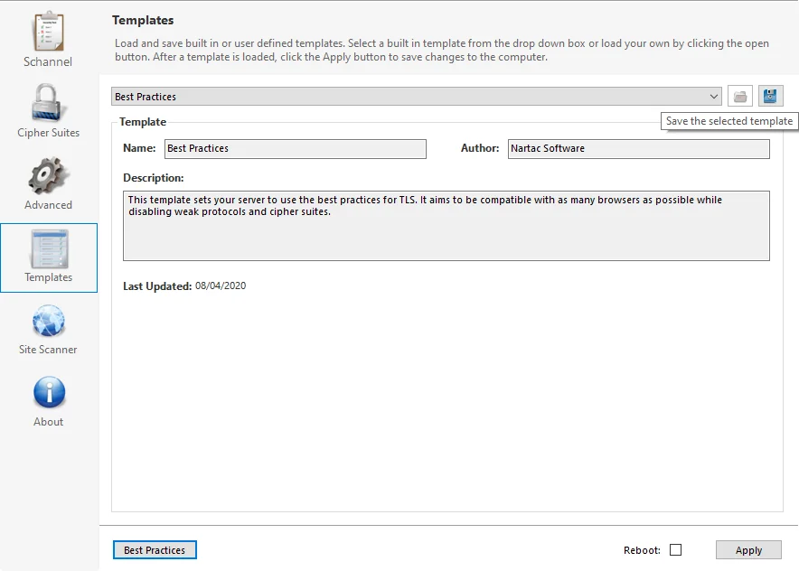 Save Selected Template Best Practices