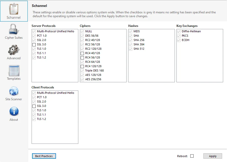 Schannel Default