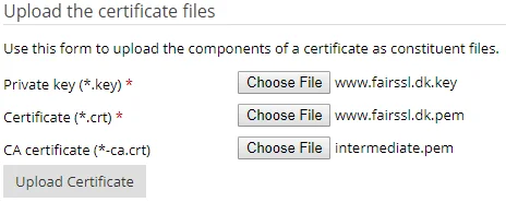 Upload Certificate Files