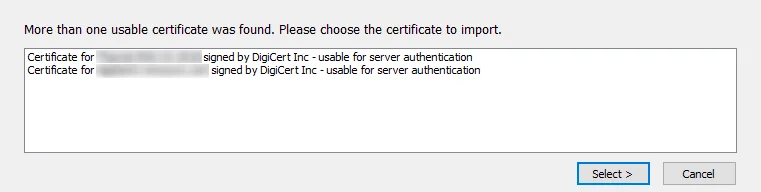 Select Certificate