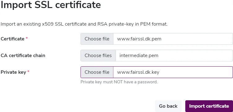 Import Certificate