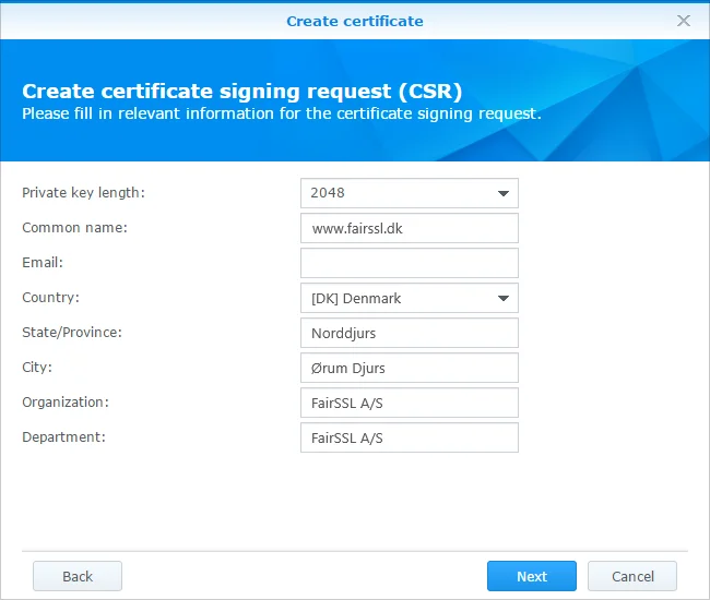 Fill in company information in CSR