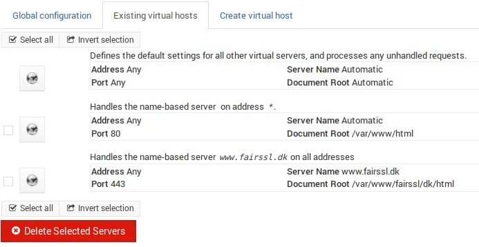 Select Virtual Host